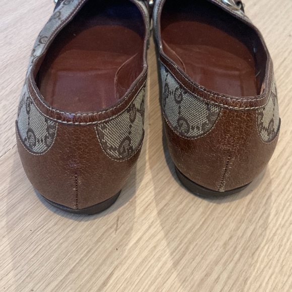 Gucci Logo Brown Flats with Bamboo Horsebit Detail Size 7 - Picture 4 of 8